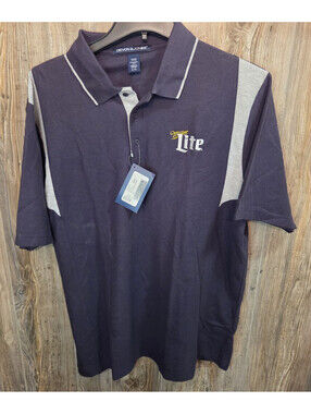 Miller Lite Beer Blue Polo Promo Shirt Men Size XL Embroidered Logo NEW w/ TAG